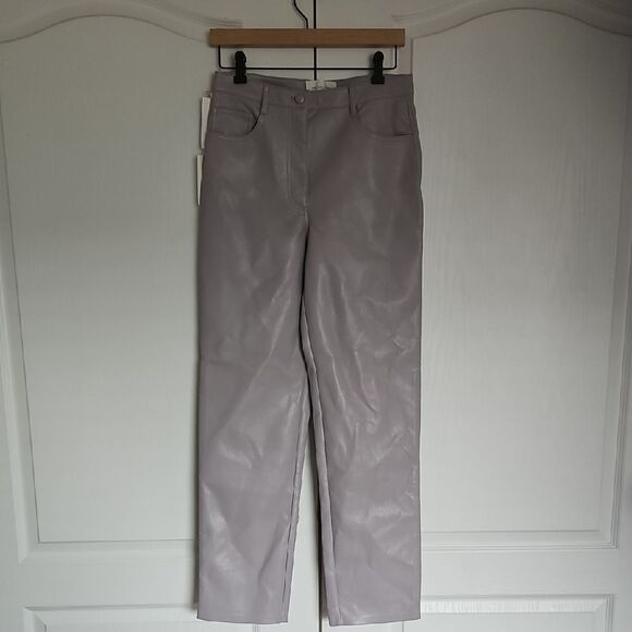 Wilfred Purple Straight Leg Faux Leather Pants - Picture 1 of 16